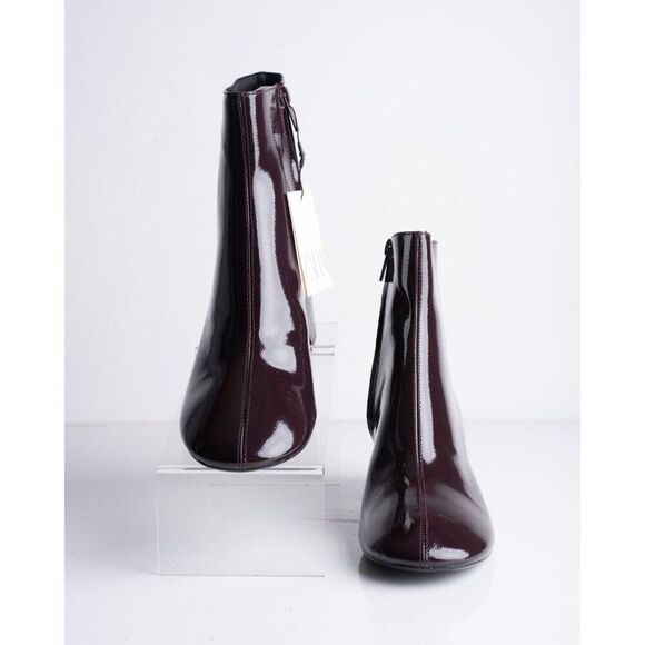 Zara Womens Ankle Boots Faux Patent US 8 EU 39 Round toe Burgundy 3129/410 NWT - Picture 4 of 8